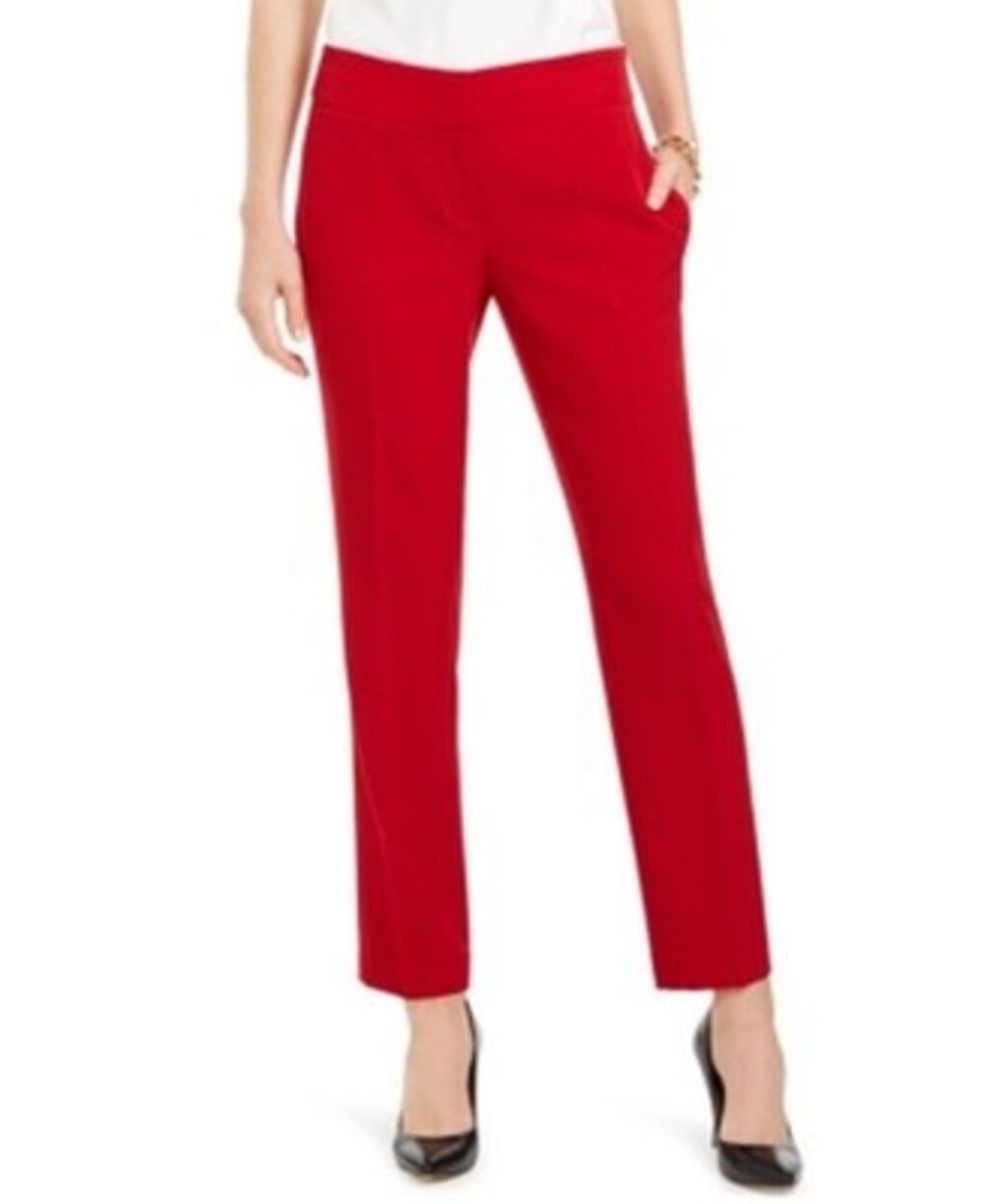Kasper Petite Ava Straight Leg Pants Women's 6P Fire Red Zip/Hook & Bar Closure